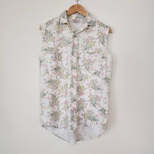 BONGO 90's Vintage Floral Print Vest S Small - Great Condition White/Flowers USA